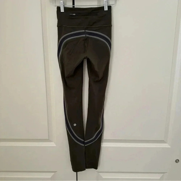 Lululemon Run Crew Tight 28" Nulux Dark Olive Green Obsidian Grey Sage Size 2 - Picture 1 of 10